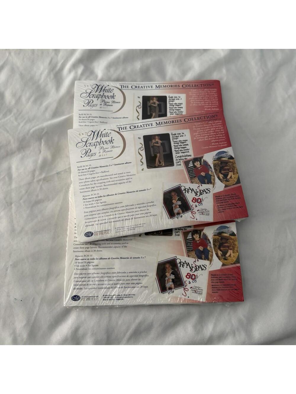Pk of 3 New Creative Memories 5x7 White Scrapbook Pages 10 Sheets/20 Pages